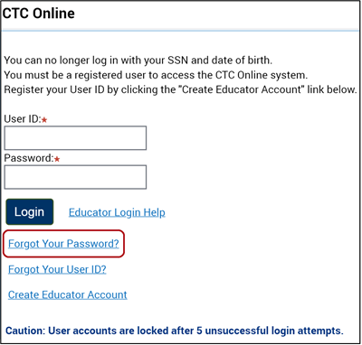 CTC Online - Login Help